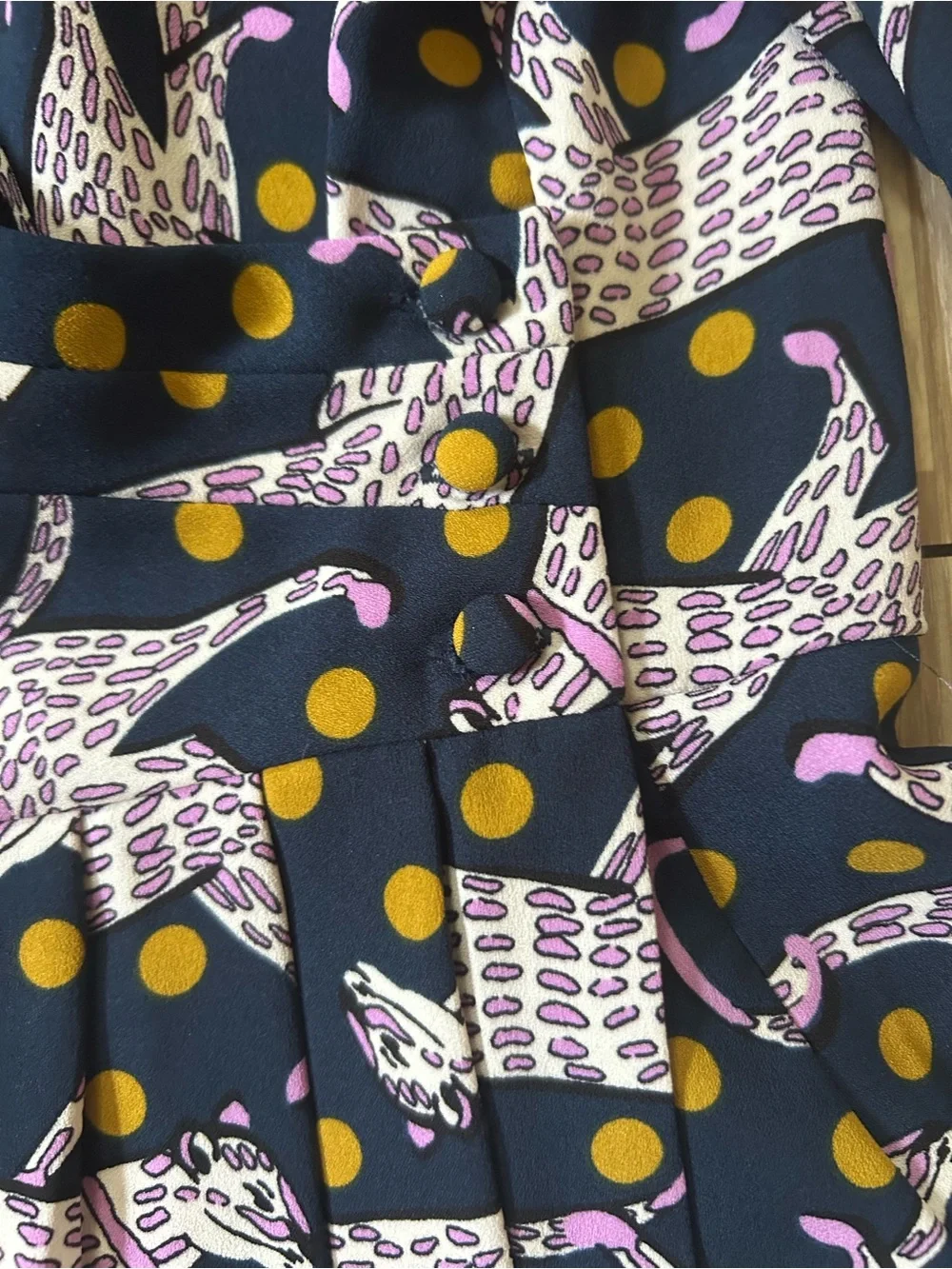 Kate Spade New York Panther Wrap Top Blouse Blue/Purple/Gold Size 14